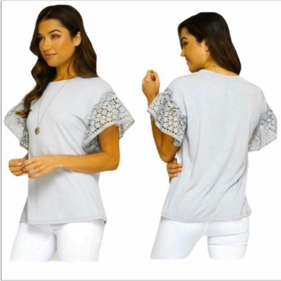 SHE AND SKY ruffled eyelet top M - Picture 7 of 8